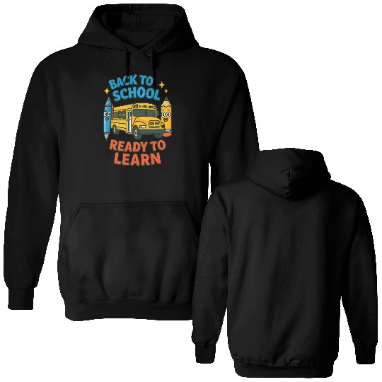 Back to School Bus Cartoon Design Double Sided Hoodies