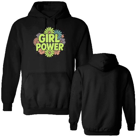 Girl Power Floral Illustration Double Sided Hoodies
