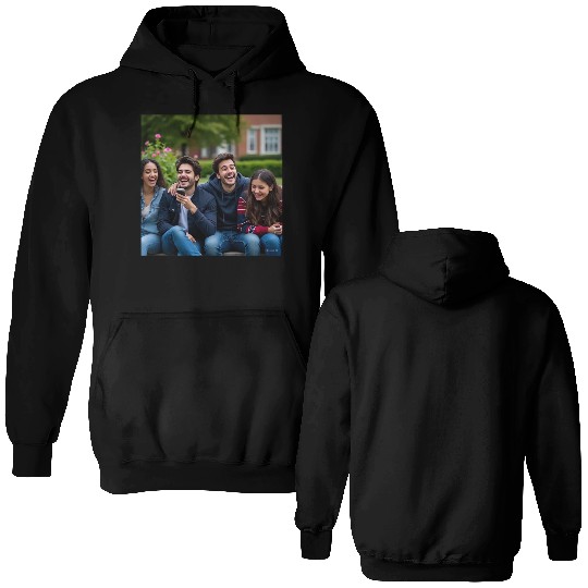 Joyful Group Friendship Illustration Double Sided Hoodies