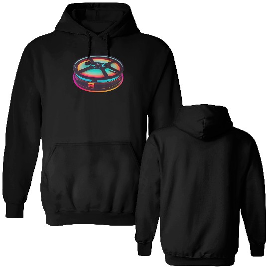 Neon Color Wheel Retro Design Double Sided Hoodies