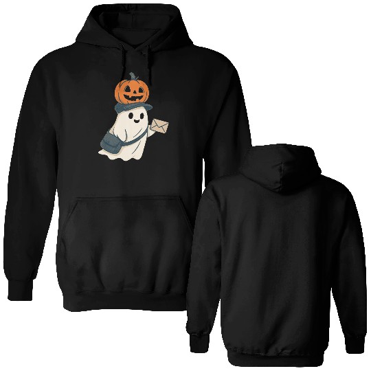 Postal Worker Pumpkin Ghost  Double Sided Hoodies