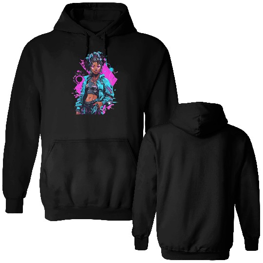 Cyberpunk Girl with Dreadlocks Double Sided Hoodies