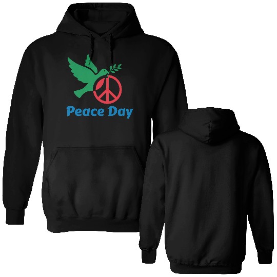 Peace Day Dove with Olive Branch Double Sided Hoodies