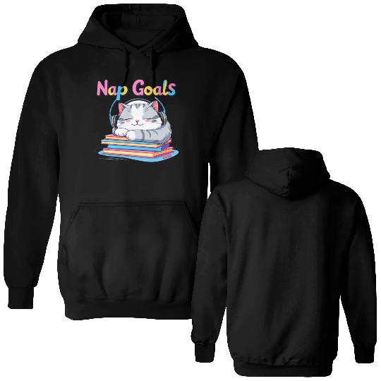 Cute Cat Nap Goals Design Double Sided Hoodies