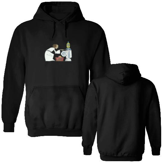 Funny Star Wars r2d2 and Leia comic Double Sided Hoodies