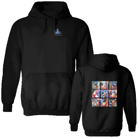 Vintage Disney Fantasy Double Sided Hoodies, Fantasia Mickey Double Sided Hoodies, Mickey Fantasia Double Sided Hoodies