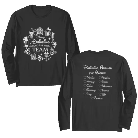 Drinking Around the World Double Sided Long Sleeves, Disney Drinking Team Double Sided Long Sleeves, Epcot Food and Wine Double Sided Long Sleeves