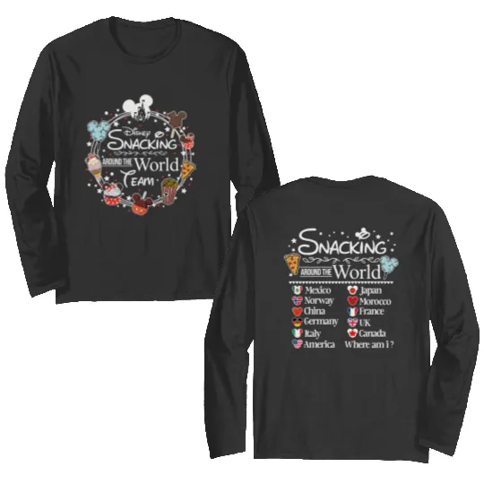 Snacking Around The World Double Sided Long Sleeves, Disney Drinking Team Double Sided Long Sleeves