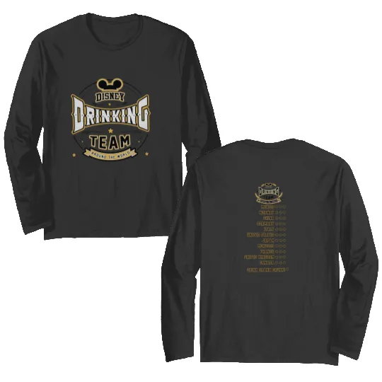 Disney Drinking Team Around the World Theme Park Double Sided Long Sleeves