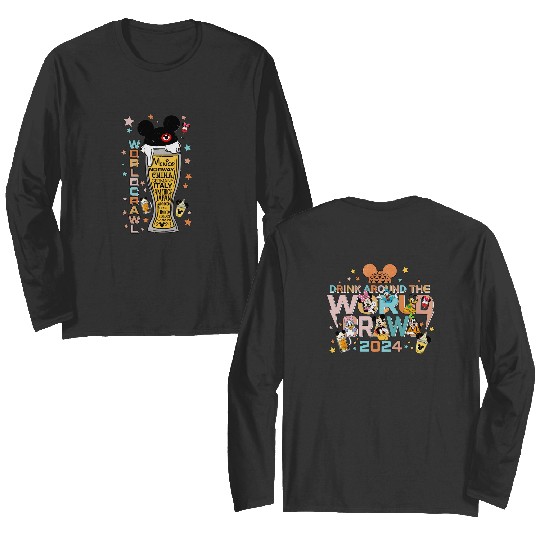 Disney Epcot World Tour Double Sided Long Sleeves, Drinks Epcot Double Sided Long Sleeves, Drink Around the World Crawl, Epcot Double Sided Long Sleeves