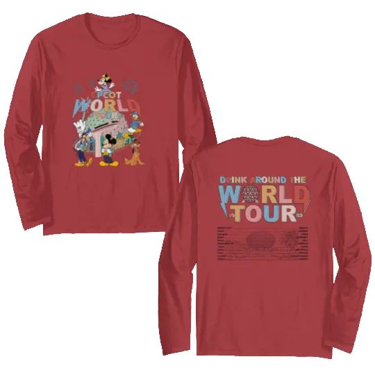 Disney Epcot World Traveler Double Sided Long Sleeves, Mickey Epcot Drinking Around The World