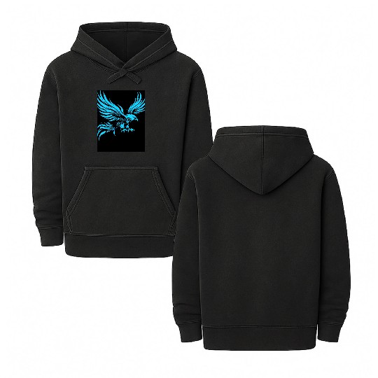 "Blue Tribal Eagle Art Design" Double Sided Mineral Wash Hoodies