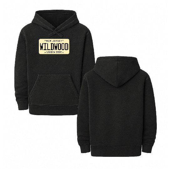 Wildwood New Jersey License Plate Double Sided Mineral Wash Hoodies