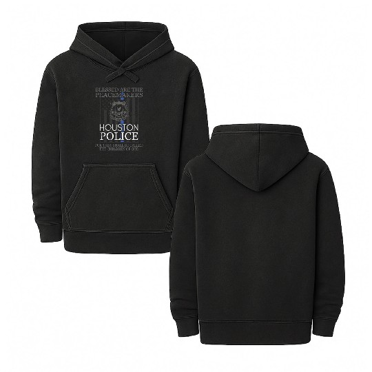 Houston Police Support Saint Michael Police Officer Prayer Double Sided Mineral Wash Hoodies