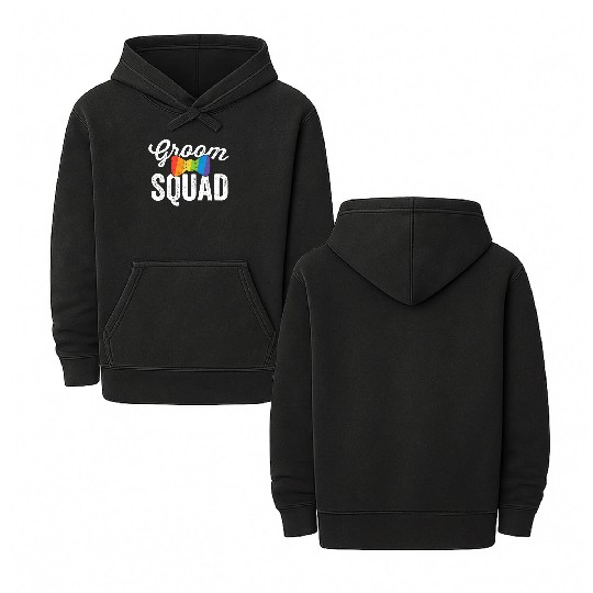 Groom Squad Double Sided Mineral Wash Hoodies LGBT Pride Gay Bachelor Wedding Gift