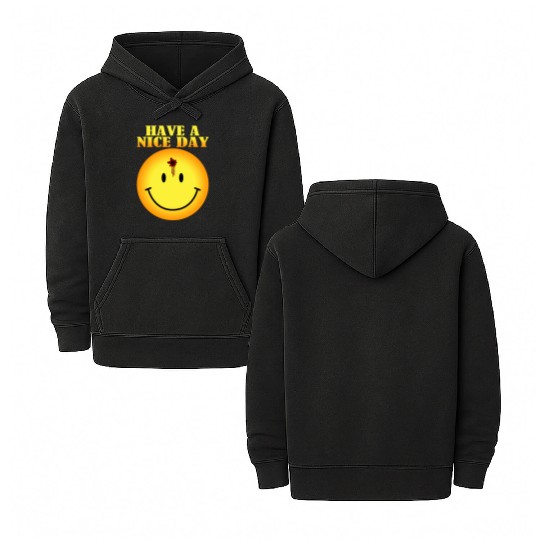 smiley face bullet hole Double Sided Mineral Wash Hoodies