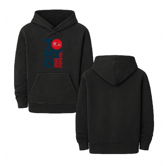 Tokyo japan Double Sided Mineral Wash Hoodies stamp lettering.