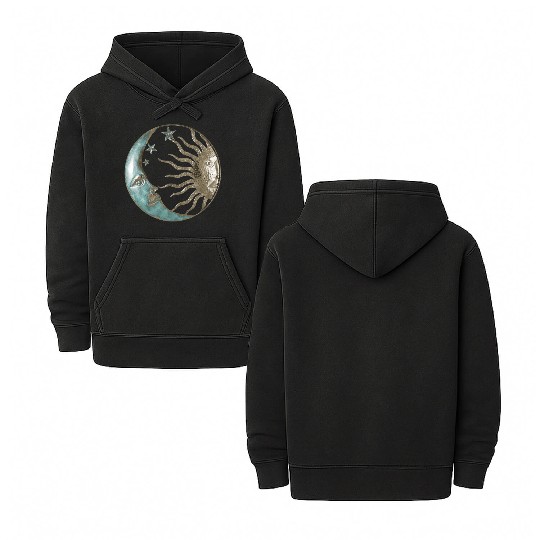 Moon and sun Double Sided Mineral Wash Hoodies