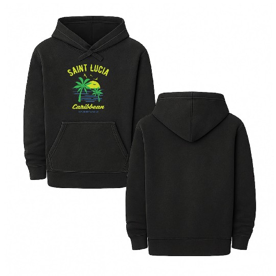 Saint Lucia Caribbean Paradise Gift and Souvenir Double Sided Mineral Wash Hoodies