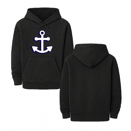 Nautical boat anchor in navy blue and white 3D Double Sided Mineral Wash Hoodies