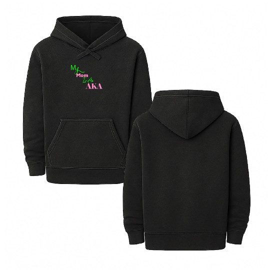 AKA Mom My Mom Is An AKA Black Double Sided Mineral Wash Hoodies