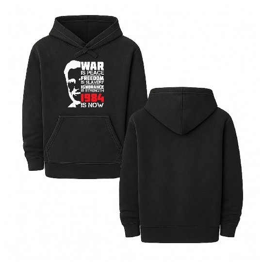War is Peace, 1984 is NOW - George Orwell Portrait Double Sided Mineral Wash Hoodies