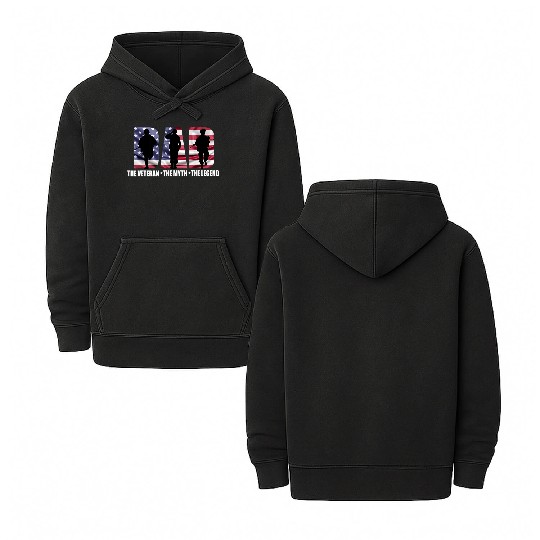 Dad The Veteran The Myth The Legend - Father's Day Double Sided Mineral Wash Hoodies