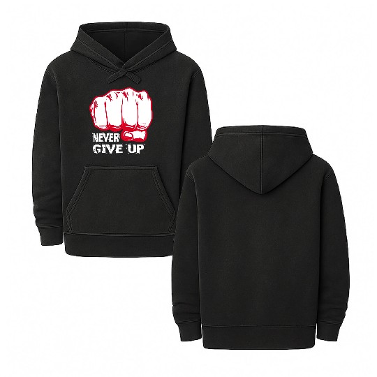 NEVER GIVE UP !!!!!!!! Double Sided Mineral Wash Hoodies