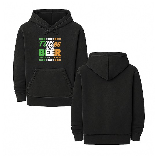 Funny St. Patricks Day Irish Titties And Beer Gift Double Sided Mineral Wash Hoodies