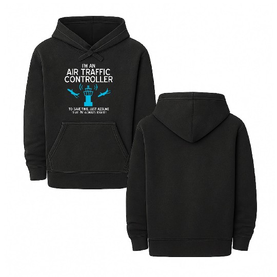 Air Traffic Controller ATC Air Traffic Control Double Sided Mineral Wash Hoodies
