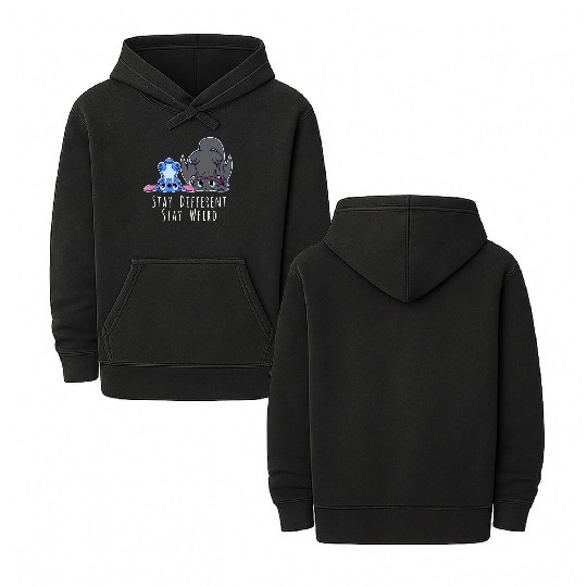 Stay Different Stay Weird Toothless And Stitch Double Sided Mineral Wash Hoodies