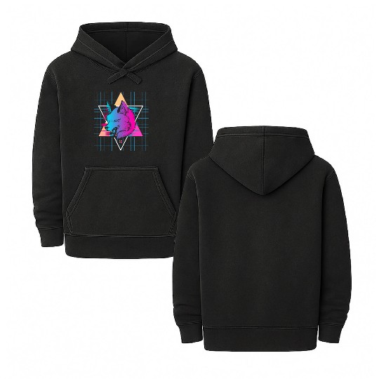 Japan Vaporwave Wolf Double Sided Mineral Wash Hoodies