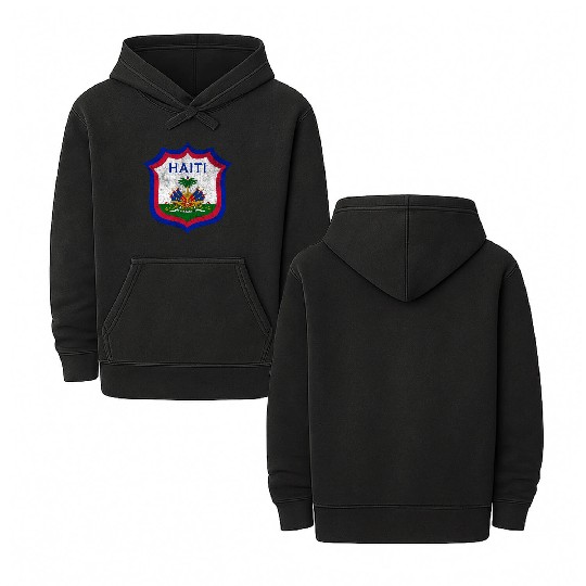 Haiti Crest Design Double Sided Mineral Wash Hoodies