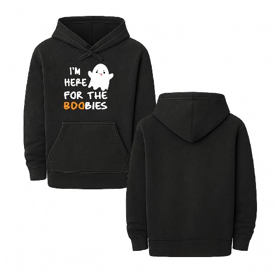 I'm Here For the Boobies Funny Baby Halloween Double Sided Mineral Wash Hoodies
