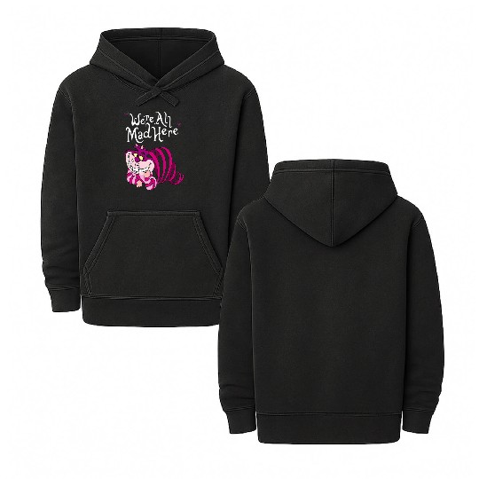 Cheshire Cat Were all Mad Here Cat 1669 Double Sided Mineral Wash Hoodies
