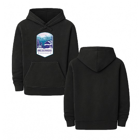 Breckenridge Colorado Ski Badge Double Sided Mineral Wash Hoodies