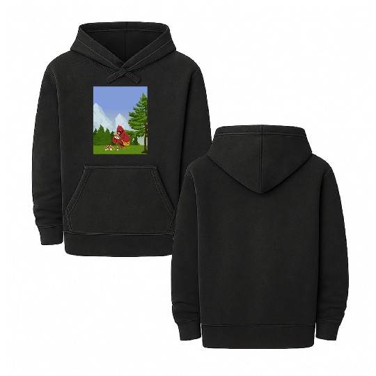 Cardinal Bird Foraging Collecting Mushrooms Double Sided Mineral Wash Hoodies