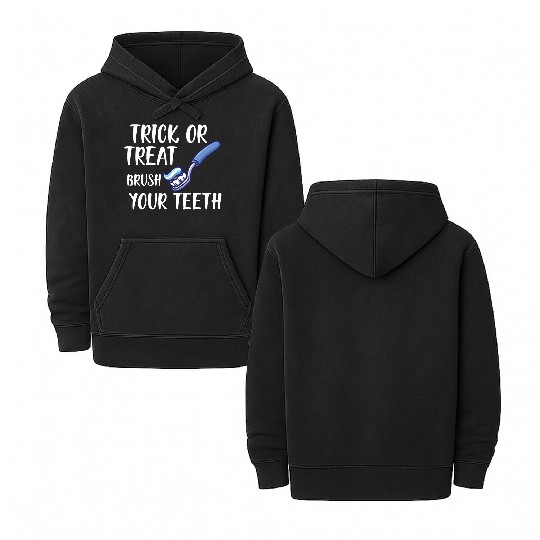 Trick or treat brush your teeth Double Sided Mineral Wash Hoodies