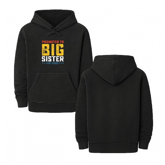 Promoted To Big Sister Est 2023 Double Sided Mineral Wash Hoodies