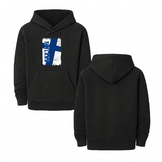 Finland flag Double Sided Mineral Wash Hoodies