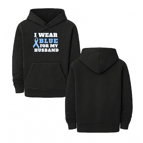 I Wear Blue For My Husband Prostate Cancer Awarene Double Sided Mineral Wash Hoodies