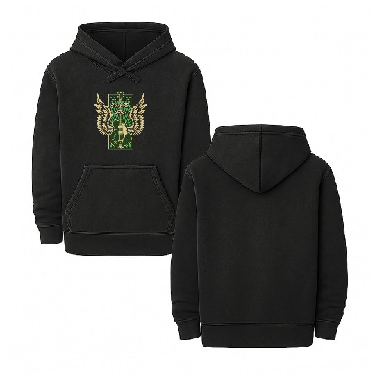 Rock And Roll Music Guitar Double Sided Mineral Wash Hoodies