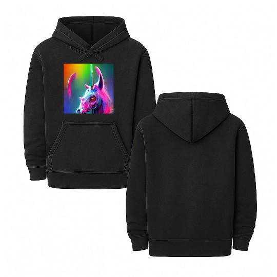 Heavy metal rainbow ultra unicorn Double Sided Mineral Wash Hoodies