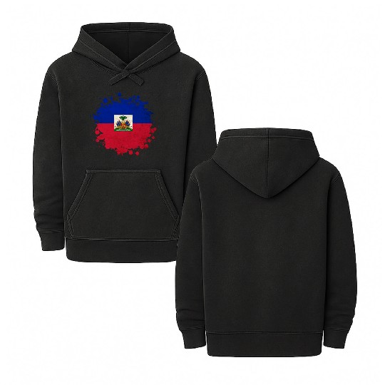 Haiti flags blob Double Sided Mineral Wash Hoodies