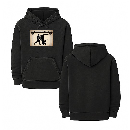 Greek Mythology Gifts Greece Mythology Art Lion He Double Sided Mineral Wash Hoodies