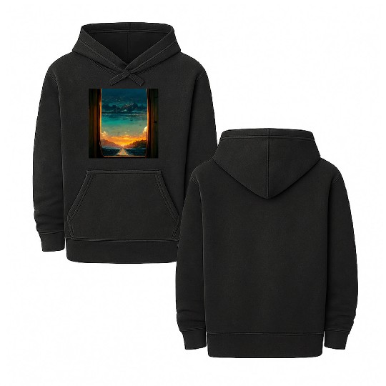 Paradise island painting Double Sided Mineral Wash Hoodies