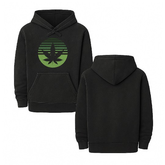 Green Weed Marijuana Canabis Retro Hippie Double Sided Mineral Wash Hoodies