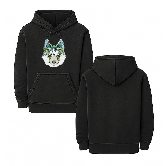 the wolf Double Sided Mineral Wash Hoodies