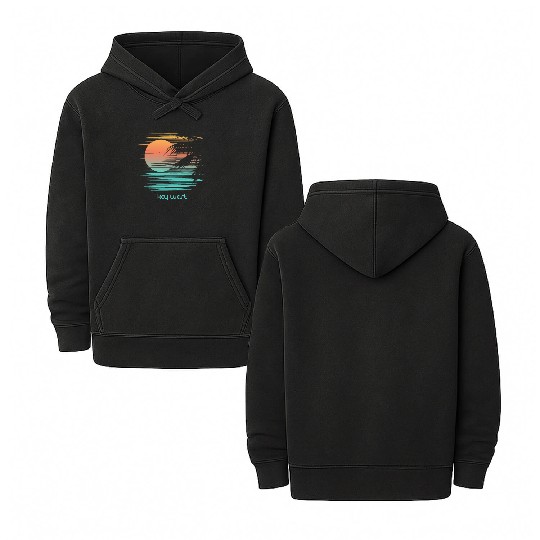 Artistic Key West Florida Palm Tree Vacation Double Sided Mineral Wash Hoodies