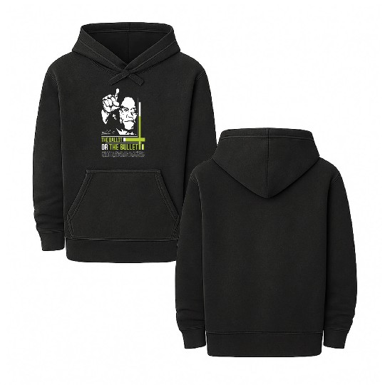 MALCOLM X Education Quote Double Sided Mineral Wash Hoodies
